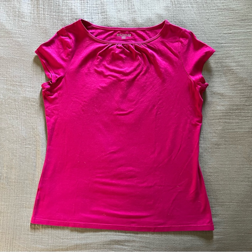 Magenta Ann Taylor 100% cotton cap sleeve tee top shirt EUC XXL